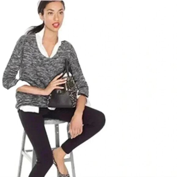 J Crew Jaspe Sweater Scoopneck Popover Top Black Grey Melange Women's size Small - Picture 3 of 12